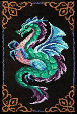 Dragon Latch Hook Rug Kits for Adult, DIY Rug Crochet Making Kits with Pre-Print