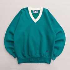 Vintage 90s Russell Athletic Made In USA Teal Blue Pullover Sweatshirt XL Cotton