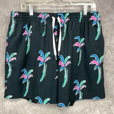 Chubbies Swim Trunks Shorts Mens XL Black Palm tree Floral Beach Aloha Pool 5.5"