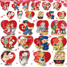 36 Pcs Valentine S Day Wood Ornaments Retro Valentines Tree Decoration Red Heart