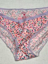 Vintage Victorias Secret Cotton Signature Logo Trim Bikini Panty Confetti Hearts