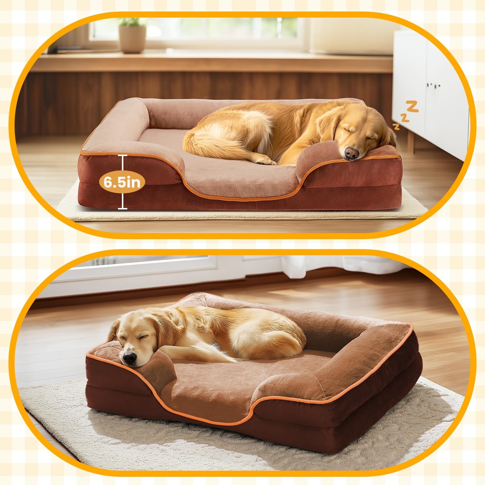 DUMOS Orthopedic Dog Bed for Large Size Dogs, Supportive Memory Foam Dog Sofa...