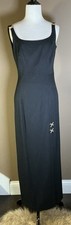 Vintage Studio Nite Linda Bernell Black Long Sheath Dress W Gold Details Sz 6