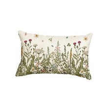 Wildflowers Fall Throw Pillow Cover, 12 x 20 Inch Flower Cushion Case Beige