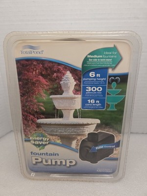 Totalpond Fountain Pump Black 6ft Pump Height 300 GPH 16ft Cord MD11300 New