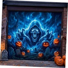 Halloween Garage Door Cover - Garage Door Halloween Cover 7x8 ft Scary Ghost