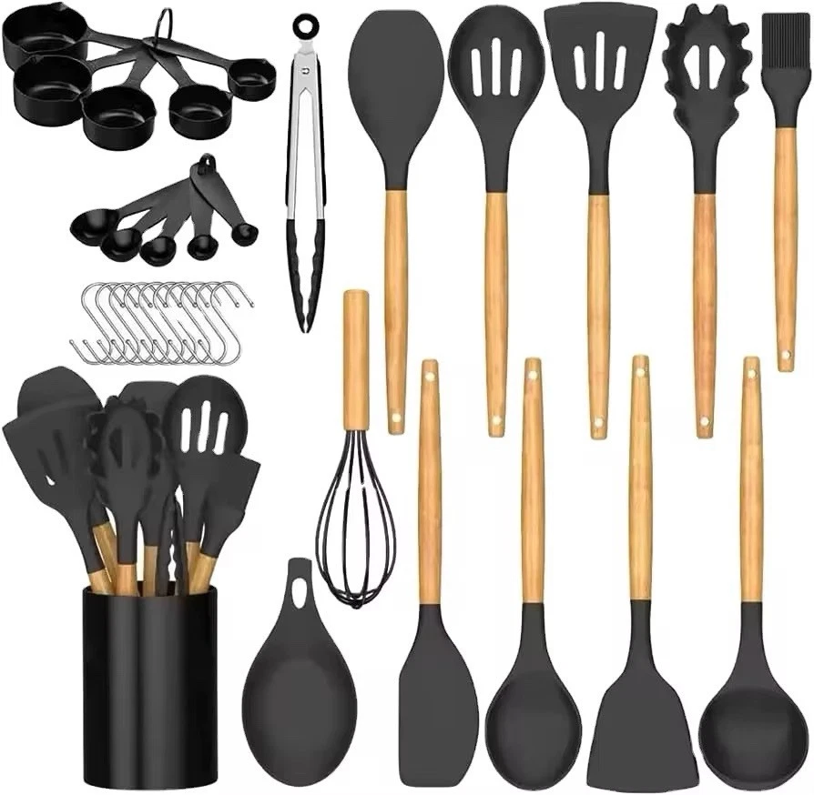 Kitchen Utensils Set 33 Piece Silicone & Wooden-Handle – Nonstick - Vividessence
Opens in a new wind