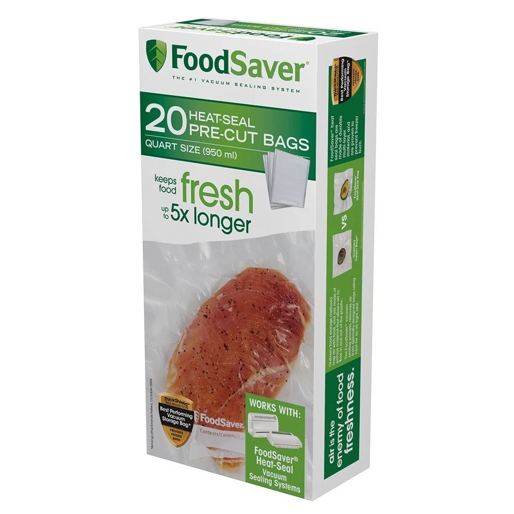 1-Quart Precut Vacuum Seal Bags with BPA-Free Multilayer Construction for Foo...