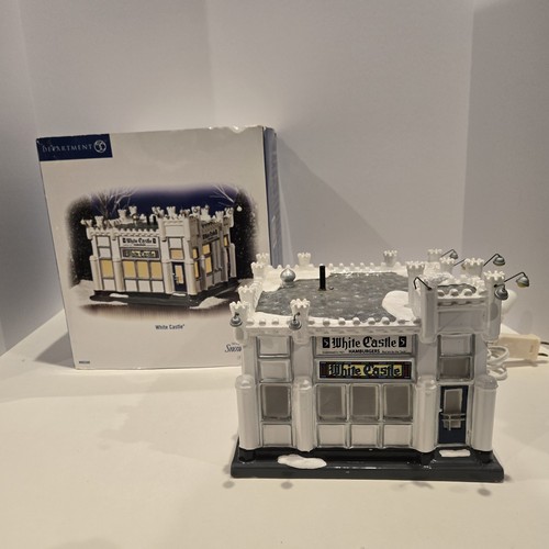 Department 56 Snow Village White Castle Restaurant Lighted Ceramic Bldg *READ*