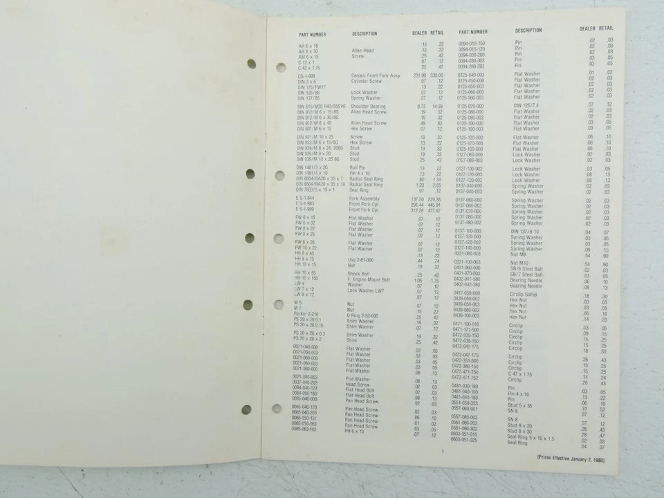 1980 Vintage KTM Spare Parts Price List 125 175 250 350 420 Motocross Enduro 839 - Imagem 2 de 3