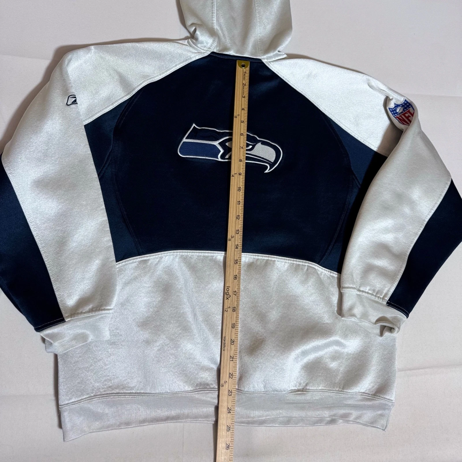 Reebok, vintage hoodie, NFL, Seahawks, graphic, logo, white, male, Large - product detail image 10