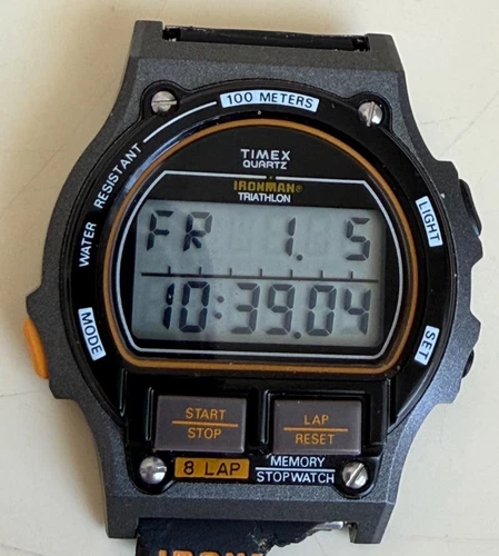Vintage  Timex Ironman Triathlon  Excellent 8 Lap New Battery Works Needs Strap