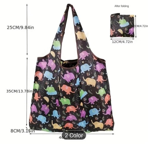 Folding Shopping Bags Reusable Foldable Large Grocery Tote Bags Pouch For Travel - Picture 19 of 23