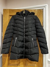 Tokyo Laundry Black Hooded Padded Coat Uk Size 10