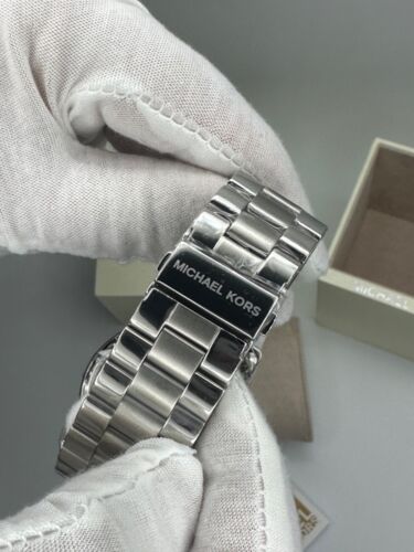 MICHAEL KORS MK5544 Runway Silver Pave Stainless Steel Logo Unisex Watch - Picture 10 of 10