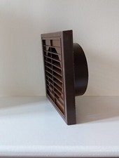 100mm Dia 4" Plastic Brown Extractor Louvre Air Vent Duct Grille Wall Fan Outlet