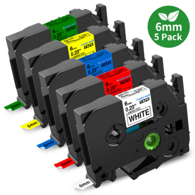 5PK Label Tape TZe-211 TZ-611 6mm 1/4'' For Brother P-Touch PT-D210 H100 1010