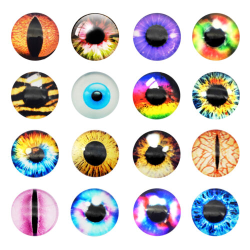 6-30 mm Mix Glass Animal Eyes Cabochons Flat Back Cat Dog Bear Toy DIY Doll Eyes - Picture 1 of 6
