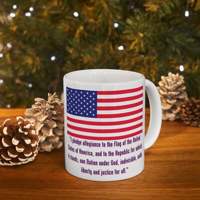 American Flag Pledge Of Allegiance Ceramic Mug, (11oz, 15oz)