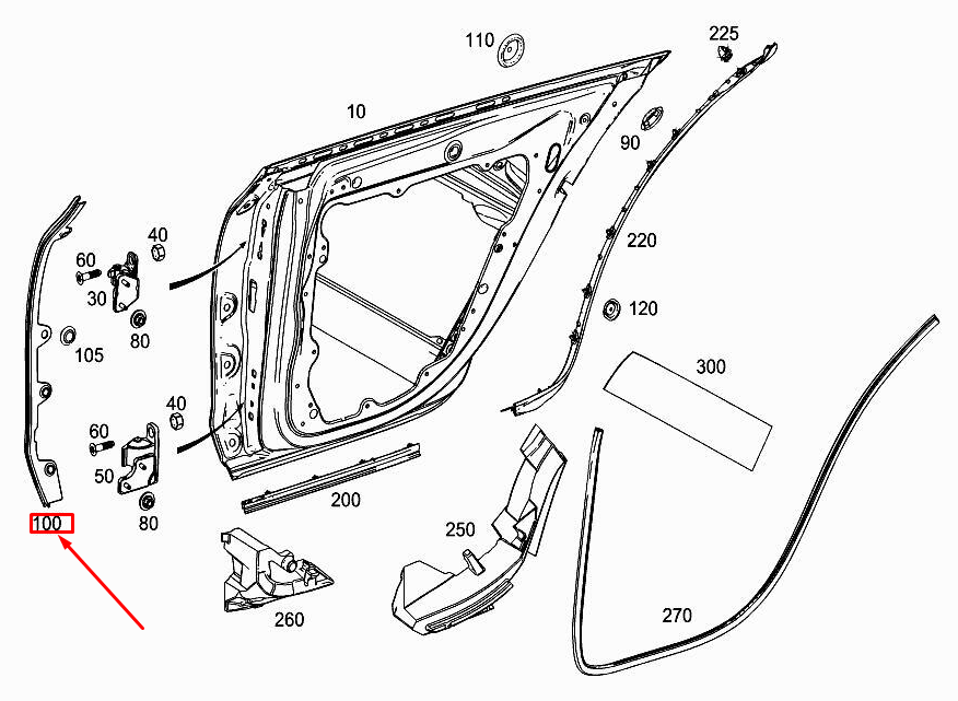 MERCEDES-BENZ CLS C257 Türdichtung hinten links A2577301101