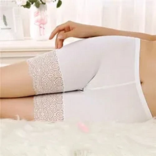 Roupa íntima feminina de renda macia - Shorts sem costura de algodão calcinha boxer sob desgaste - Imagem 4 de 4