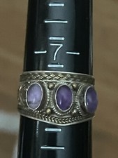 Large Moonstone Ring 925 Silver Boho Statement Ring Women Ring Size 7 1/2