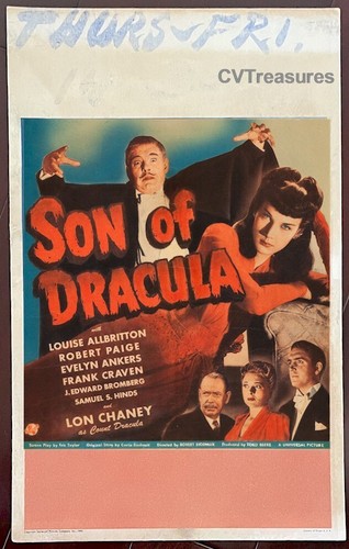 Sohn von Dracula, 1943 Original Vintage Filmplakat Fensterkarte Lon Chaney