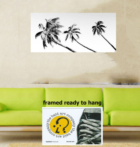 Framed 24" Tropical Palm Tree Island Art Painting Canvas print poster signed COA - Picture 1 of 7