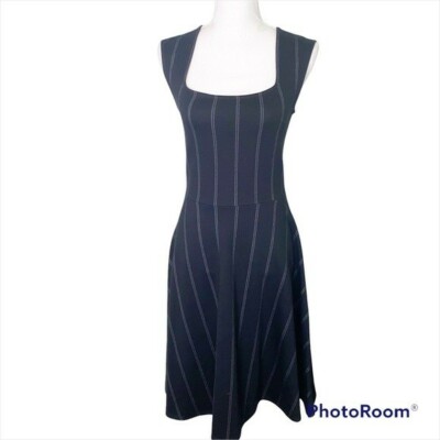 Leota Eve Flare Dress Black Boss Stripe NWT Size Small