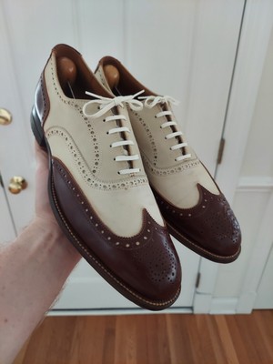 Vintage 1930s Spectator Shoes A S Beck White Nubuck Brown Calf 