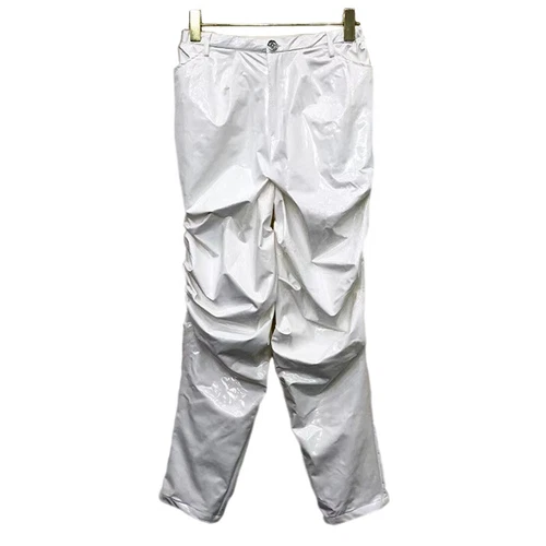 Herren Metallic Kunstleder PU Hose Tapered Hose Shinny Tanz Schausteller Kostüm - Bild 37 von 38