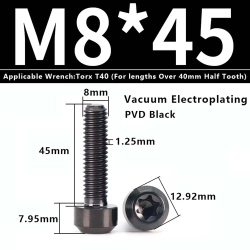 M4M5M6M8M10 Titanium Bolts Taper Cone Socket Head Motorcycle Modification Screws - Picture 161 of 205