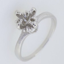 Sterling Silver Semi Mount Ring Setting Round RD 5X5mm White Topaz L691-R691W