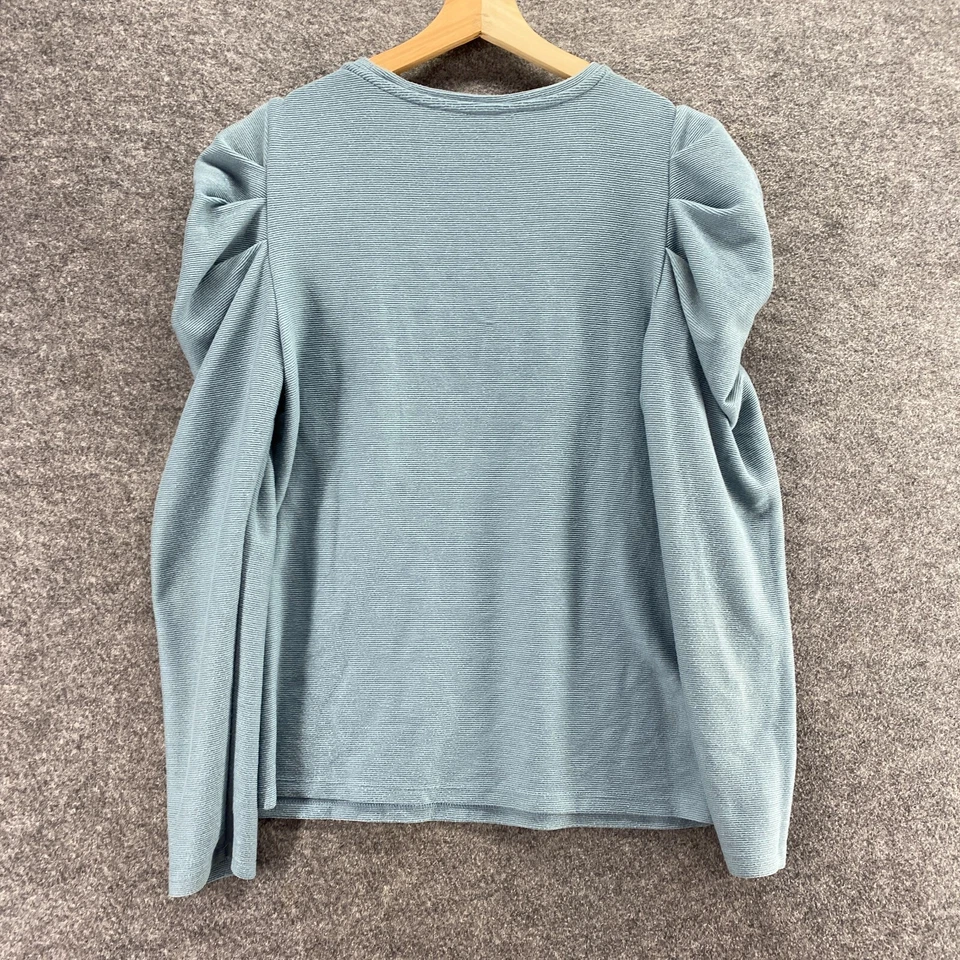 Nine West Blouse Women L Large Blue Crew Neck Long Sleeve Pullover Rayon Casual - Image 2 of 4