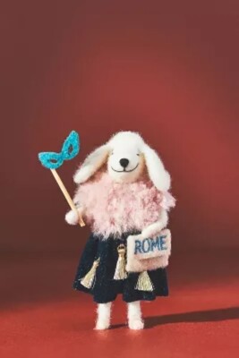 NWT Anthropologie Rome Travel Pup Poodle Christmas Tree Ornament