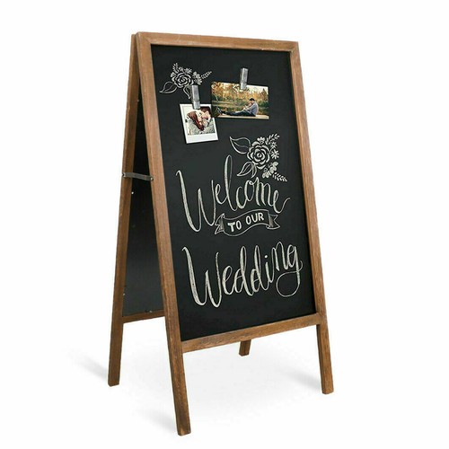 Anti-Wind A-Frame Magnetic Sidewalk Chalkboard Wood Menu Sign Board Cafe Wedding - Picture 16 of 25
