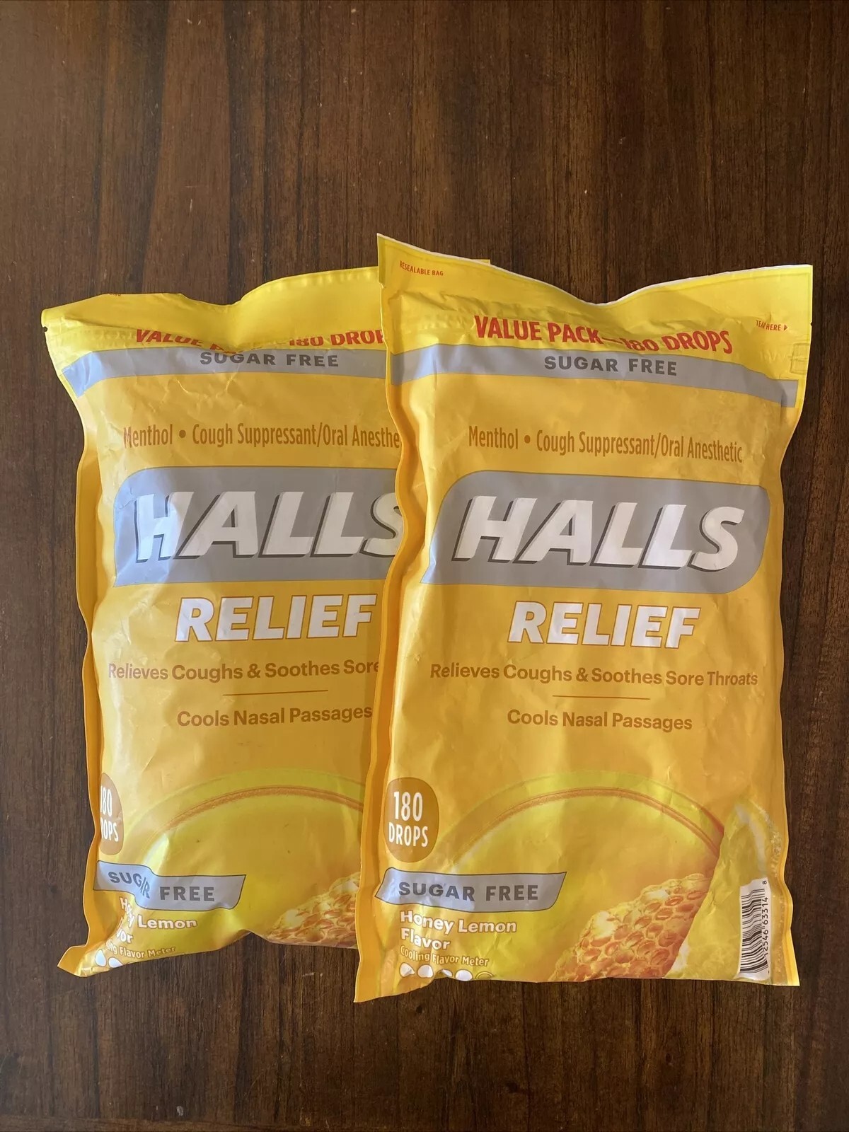 Halls Relief Honey Lemon Sugar-Free Cough Drops, 180 ct. (Total 360 Ct) 2 PACKS