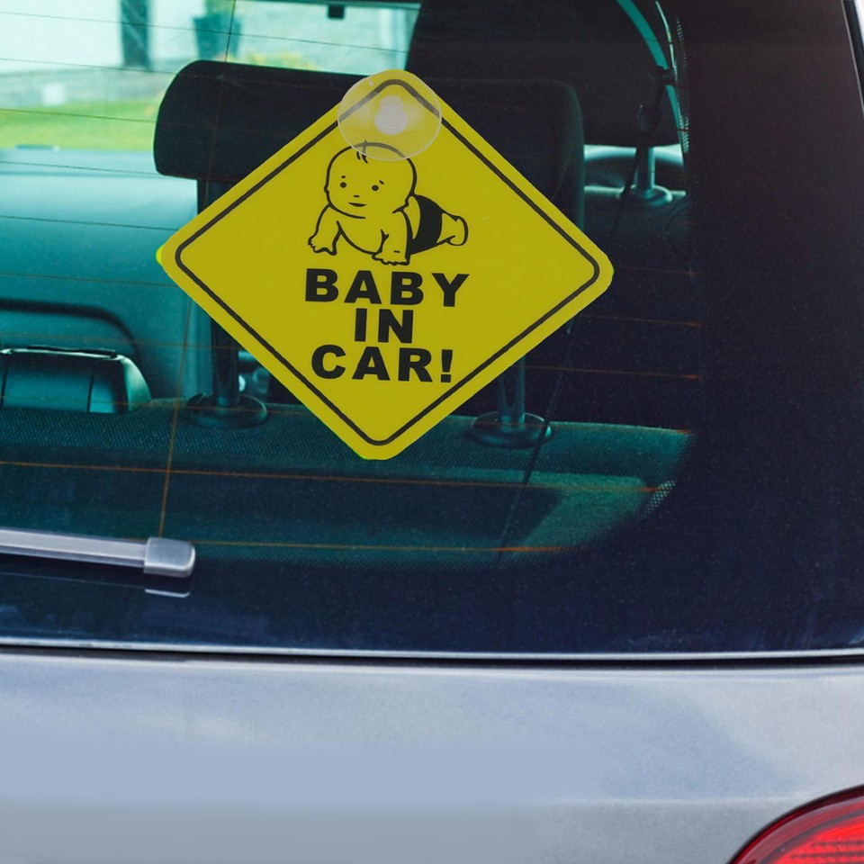 Baby On Board Sign With Suction Cup Car Window Yellow REFLECTIVE