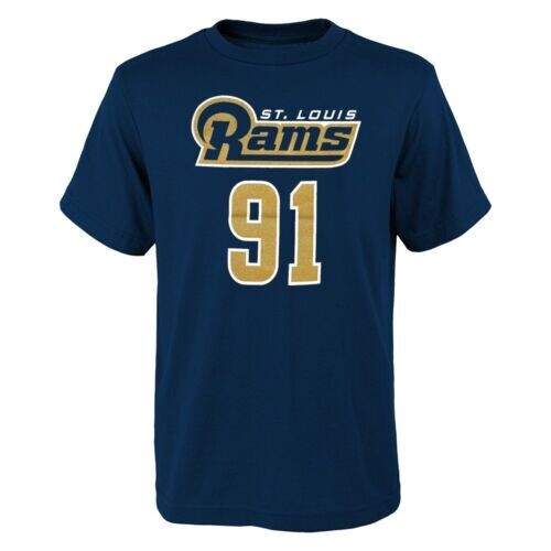 Team Apparel Youth St. Louis Rams Chris Long Mainliner S/S Shirt-Navy,Small (8) - 第 2/11 張圖片