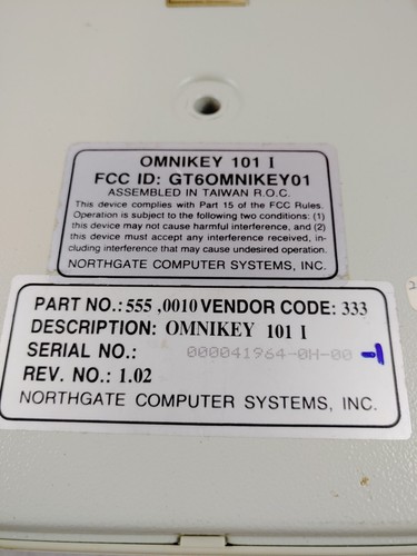 Vtg Northgate Omnikey 101 I Rev 1.02 Keyboard - White ALPS Switches (Untested) - Picture 6 of 7