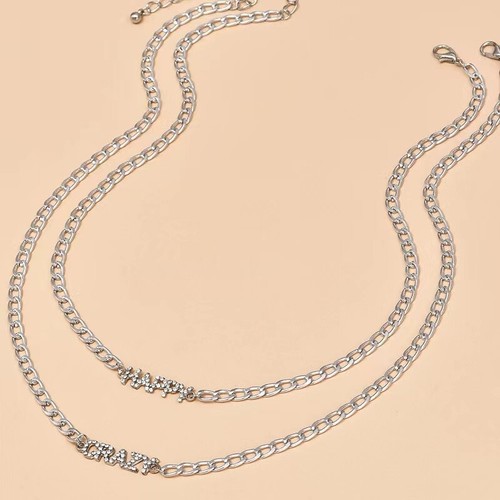 Fashion Women Crystal Necklace Creative Words HAPPY CRAZY Pendant Bling 1430 - Picture 2 of 3