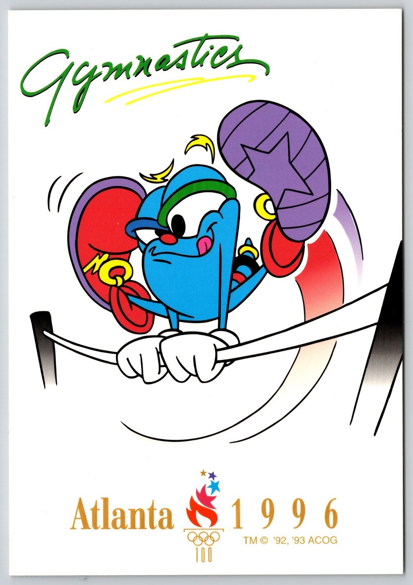 Postcard Gymnastics Izzy 1996 Atlanta Summer Olympic Games XXVI