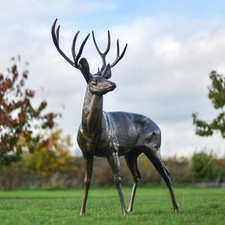Life Size 'Ryder' Stag Freestanding Outdoor Garden Sculpture - Looking Left