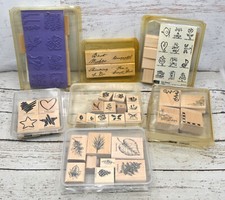 Stampin UP Lot of 52 Wood Block Rubber Stamp Sets Leafs Hearts Corners