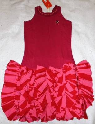 NWT No Added Sugar Sangria Pink Swing Out Knit Ruffle Tank Dress 11 12 Yrs.