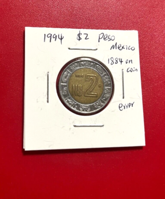 1994 $2 PESO MEXICO COIN ( 1884 ON THE COIN ) - NICE WORLD COIN
