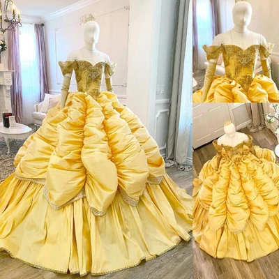 gold sweet 15 dresses New Gold Quinceanera Dress Sequined Strapless Sweet 16 Dress Ball Gown vestidos de quinceaera