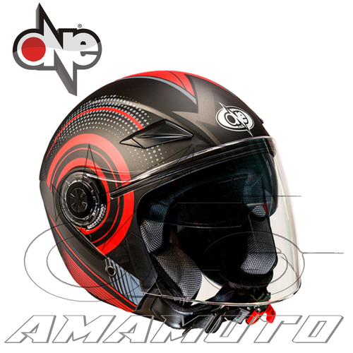 CASCO JET ONE ALFA NERO OPACO-ROSSO DOPPIA VISIERA TAGLIA L MOTO-SCOOTER |  eBay