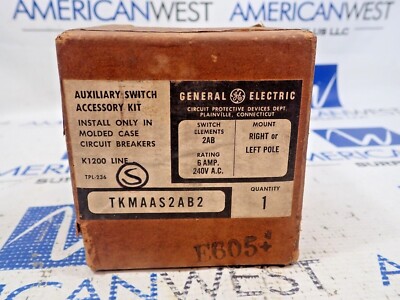New GE TKMAAS2AB2 Auxiliary Switch K1200 Line 6A 240VAC