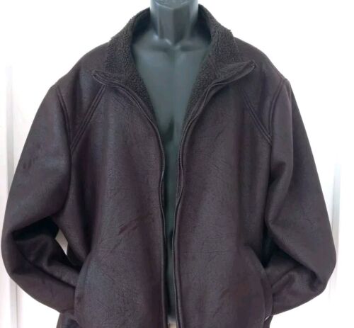 Chaqueta Calvin Klein Para Hombre XXL Imitación Piel de Oveja Marrón Bolsillos - Imagen 4 de 14